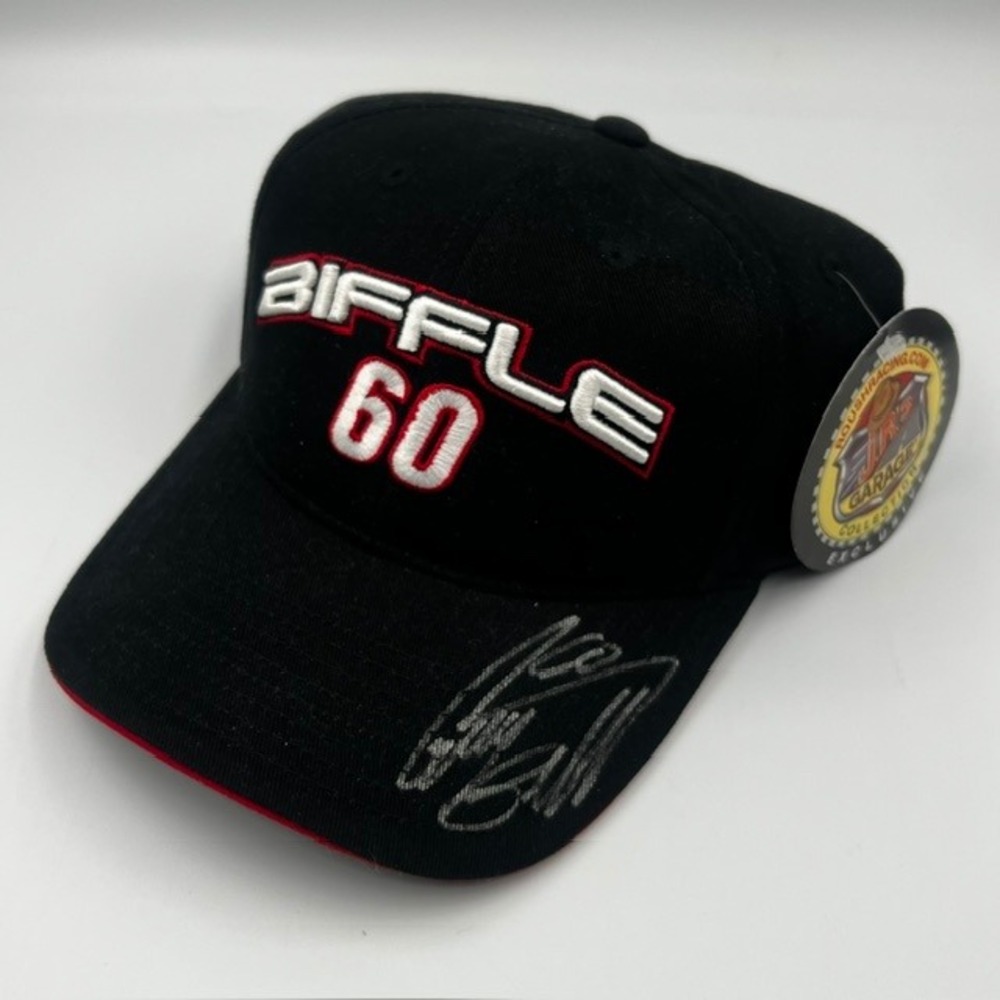 NWT Roush Racing Signed Greg Biffle 60 Black and Red Adjustable NASCAR Cap